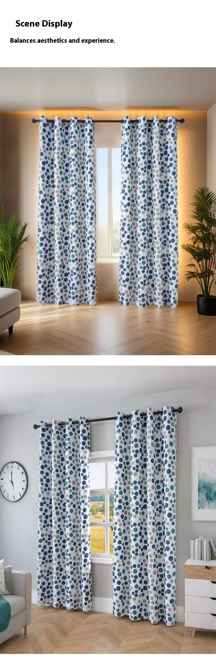 Nordic Minimalist Blackout Curtains – Stylish Printed Polyester Drapes (90-100% Light Blocking, Thermal Insulation, Eyelet Design)_voghion.com
