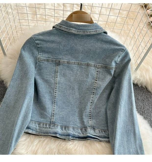 Women's Denim Jacket & High Waist Pencil Skirt Two-Piece Set - Slim Fit Short Cropped Blazer With Button Front & Bodycon Mini Skirt (Blue, S/M/L)_voghion.com