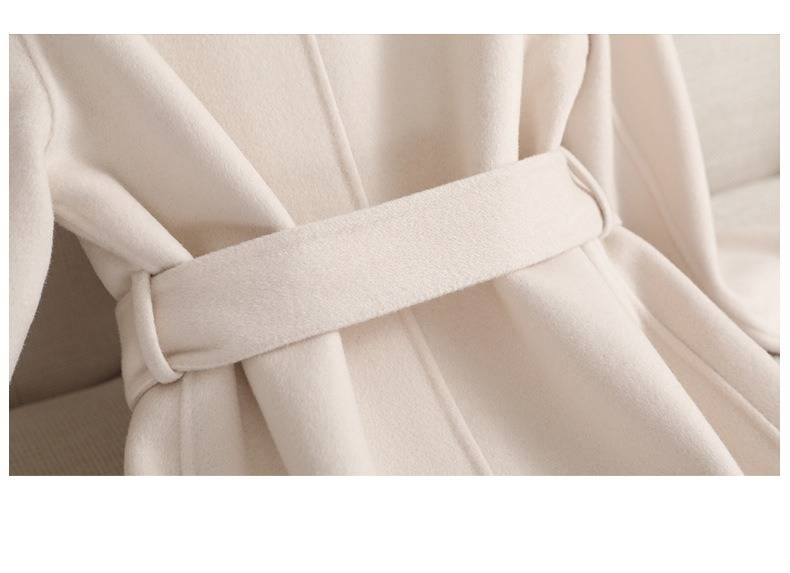 Luxury Double-Faced Wool Coat Women's Mid-Length Trench Coat For Petite Figure | Premium Cashmere Blend | Slim Fit With Belt | Office Elegance_voghion.com