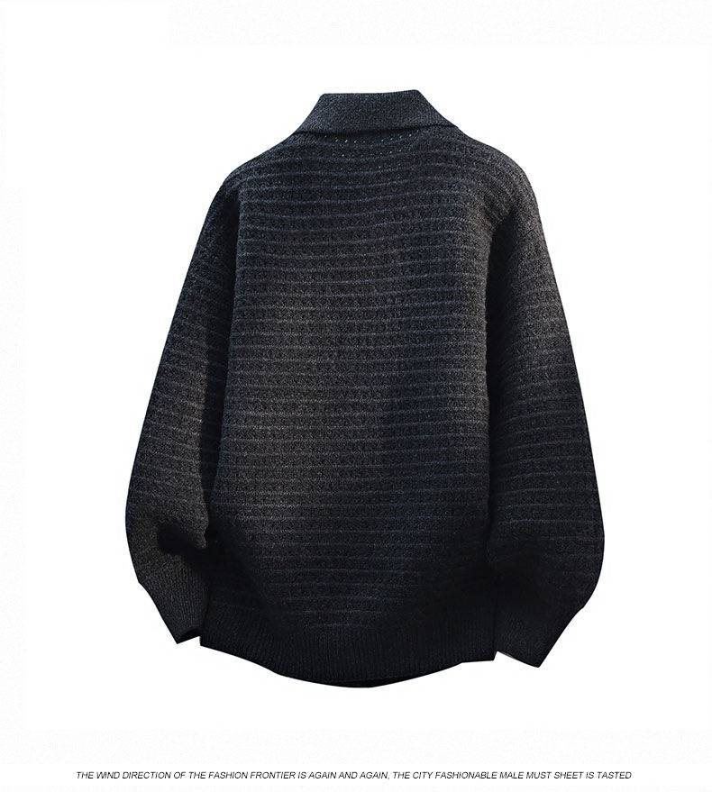 Men's Casual Knit Sweater Oversized Fit Round Neck Long Sleeve Pullover Soft Breathable For Autumn Winter_voghion.com
