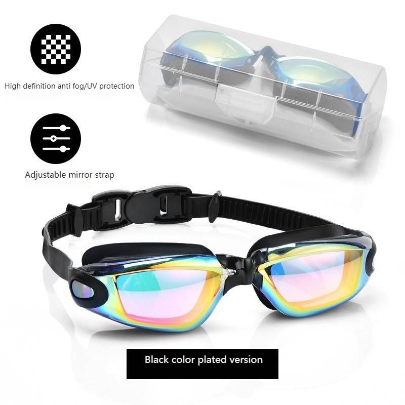Antibeschlag-Schwimmbrille für Erwachsene, HD-verspiegelte Schwimmbrille mit UV-Schutz, auslaufsicherer Silikonrahmen, bequeme Passform für Wettkampfschwimmen_voghion.com