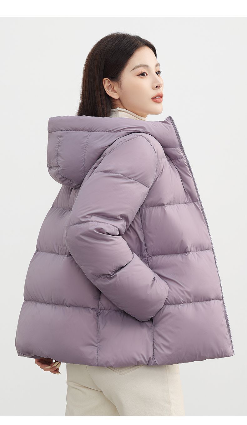 Trendy Cropped Puffer Jacket For Women – 86-90% White Duck Down, Oversized Hooded Design – Lightweight & Warm – M/XL/XXL_voghion.com