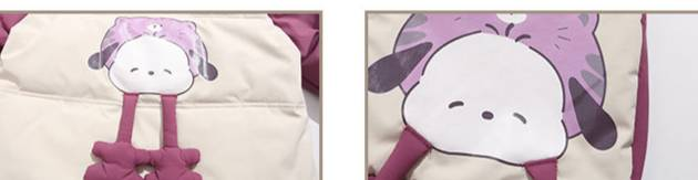 Piumino corto alla moda per ragazze, 55% piumino d'anatra bianco, cappotto con cappuccio in stile coreano (100-140 cm, rosa/viola)_voghion.com