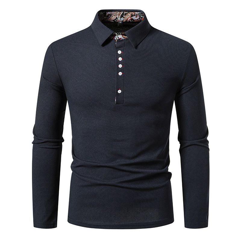 Ironclad GentIronclad Gent Men's Floral Paisley Color Block T-Shirt With Turn-Down Collar And Button Closure Long Sleeve Polo Shirt_voghion.com