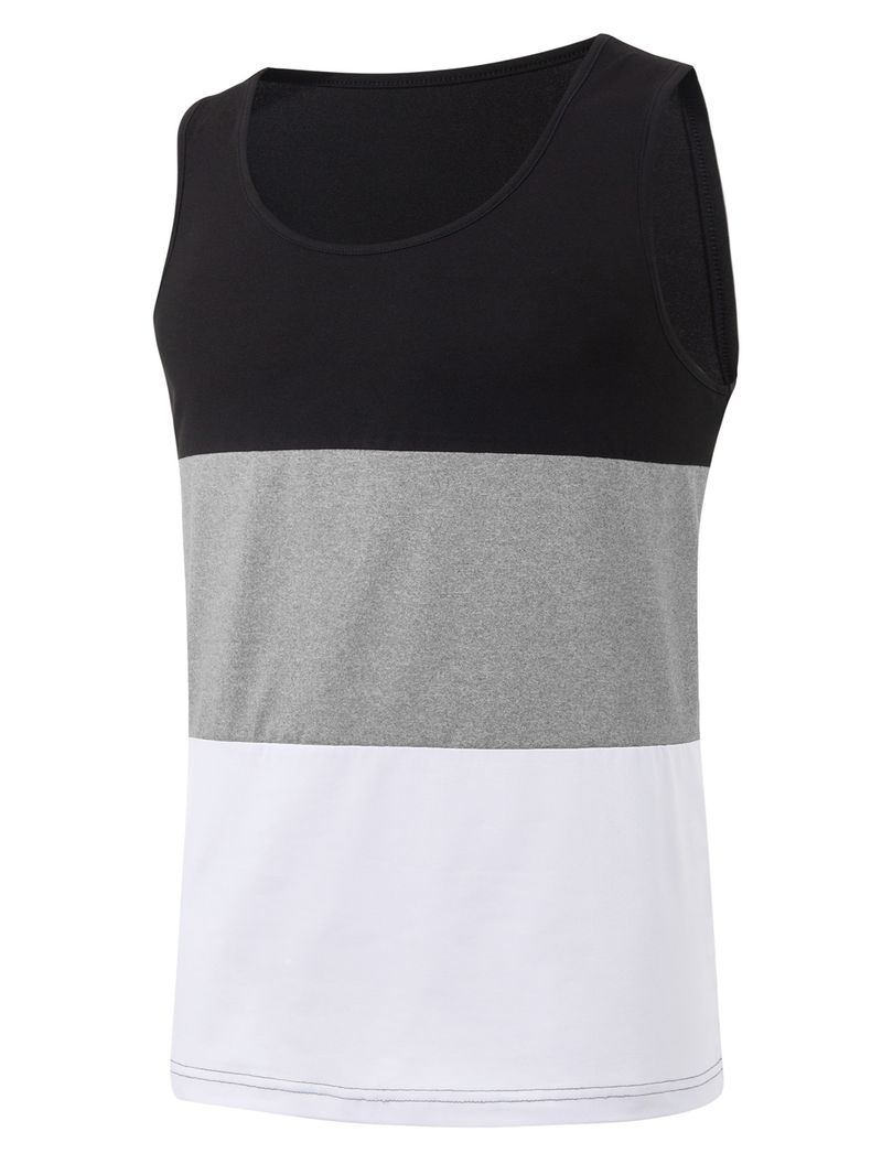 Chaleco deportivo holgado para hombre con costuras en contraste de colores para correr_voghion.com