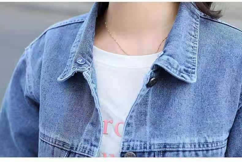 Giacca in denim con cappuccio da donna – Giacca corta slim fit ricamata per primavera e autunno (S-3XL, bianco e indaco)_voghion.com