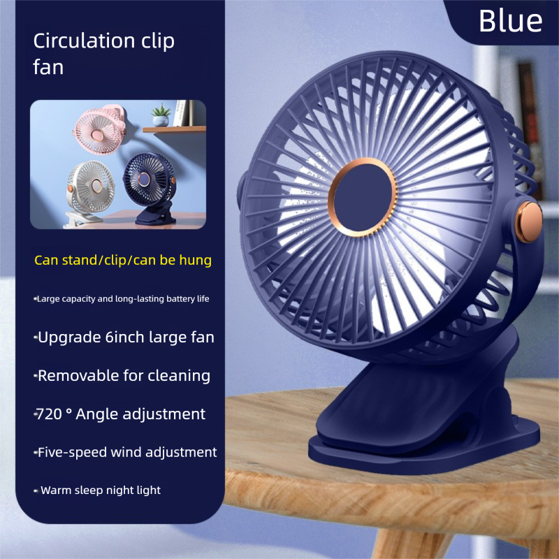 USB Clip Fan, Small Rechargeable Desktop Electric Fan, Strong Wind Silent Operation For Office, Dormitory, Bedside_voghion.com