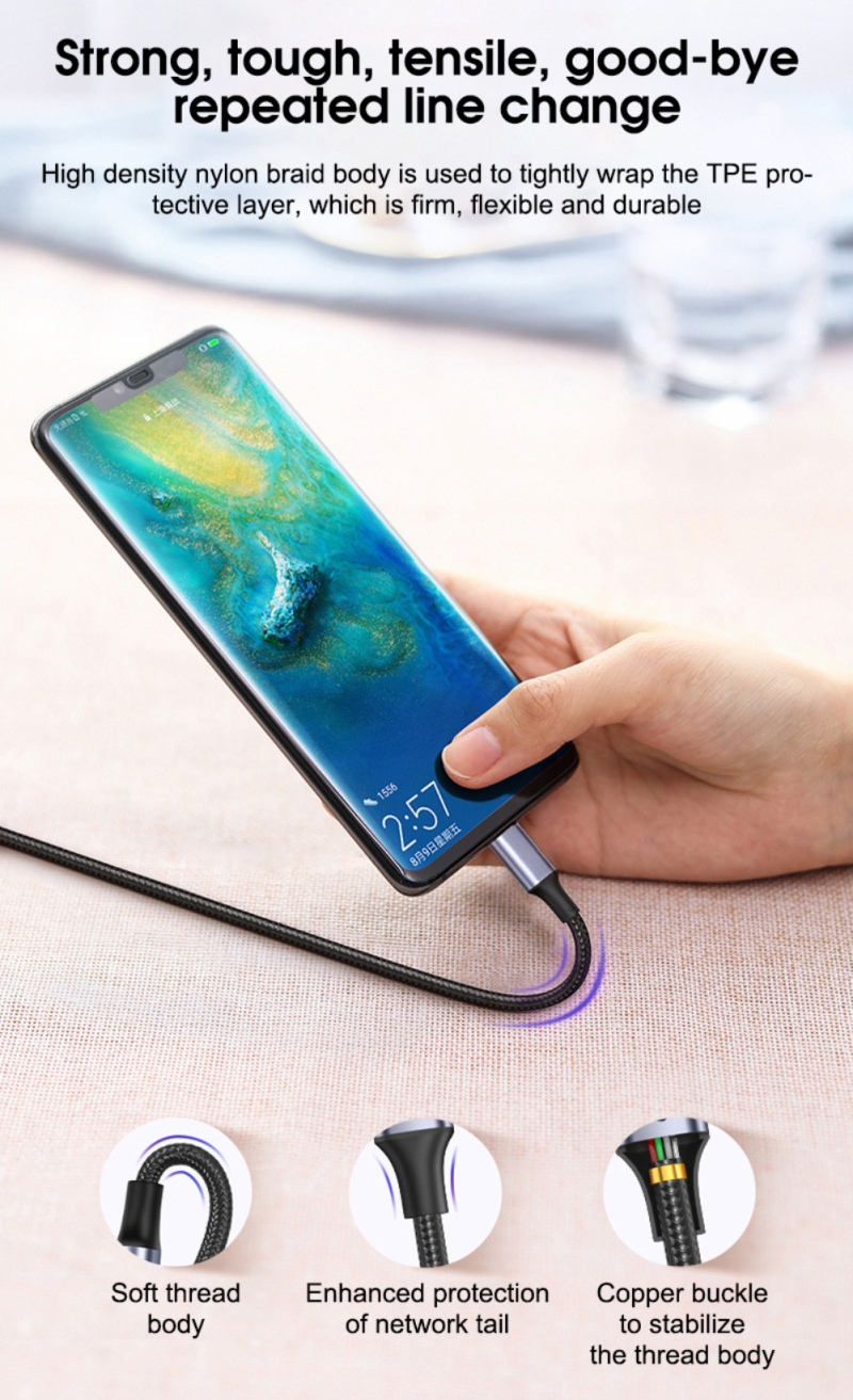 Typ 100W USB C op USB-C 5A rechtwénkleg PD Schnellladung Datumslinn gëeegent fir Bicher Samsung Xiaomi Huawei -_voghion.com