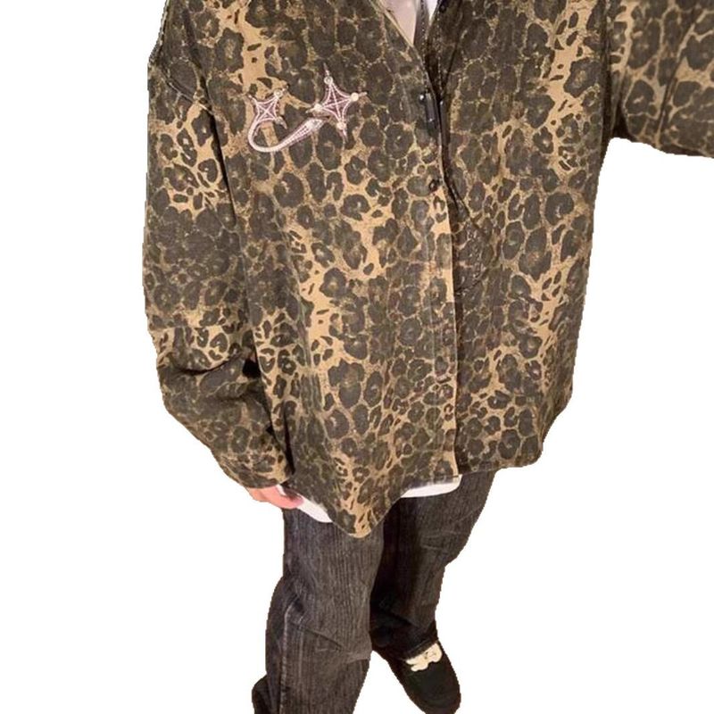 Suitable For All Seasons American Style Leopard Print Shirt Design Sense High-end Cleanfit Spring Autumn Trendy Streetwear Men's Jacket_voghion.com