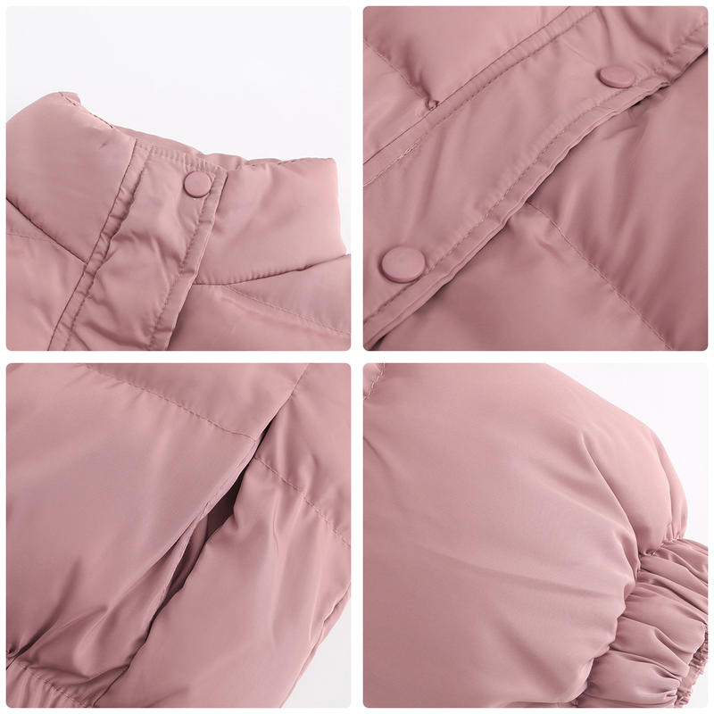 Women's fashion long sleeve high neck warm coat loose casual cotton-padded jacket_voghion.com