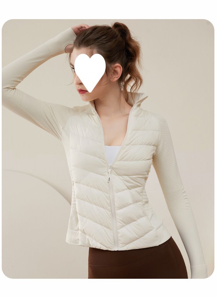 Abbigliamento sportivo leggero in pile di cotone per donna, giacche calde antivento autunnali e invernali, abbigliamento da corsa e yoga,_voghion.com