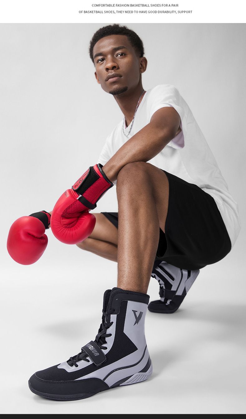 Chaussures de boxe montantes pour homme, confortables, respirantes et résistantes à l'usure, idéales pour l'entraînement et la lutte_voghion.com