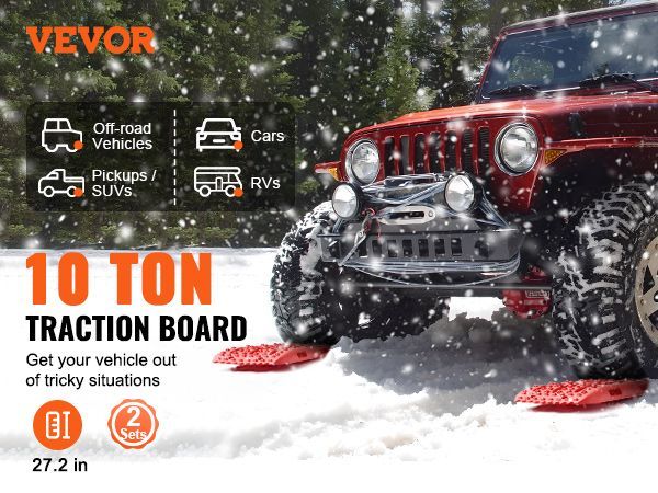 VEVOR 2PCS Traction Boards With PP For Mud Snow Sand Storage Bag Short Red_voghion.com