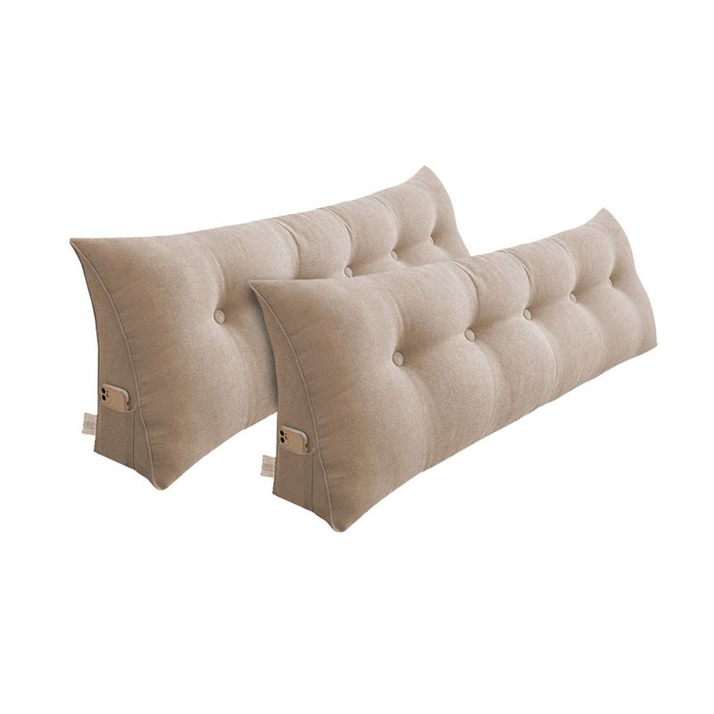 SOGA 2X 100cm Beige Triangular Wedge Bed Pillow Headboard_voghion.com
