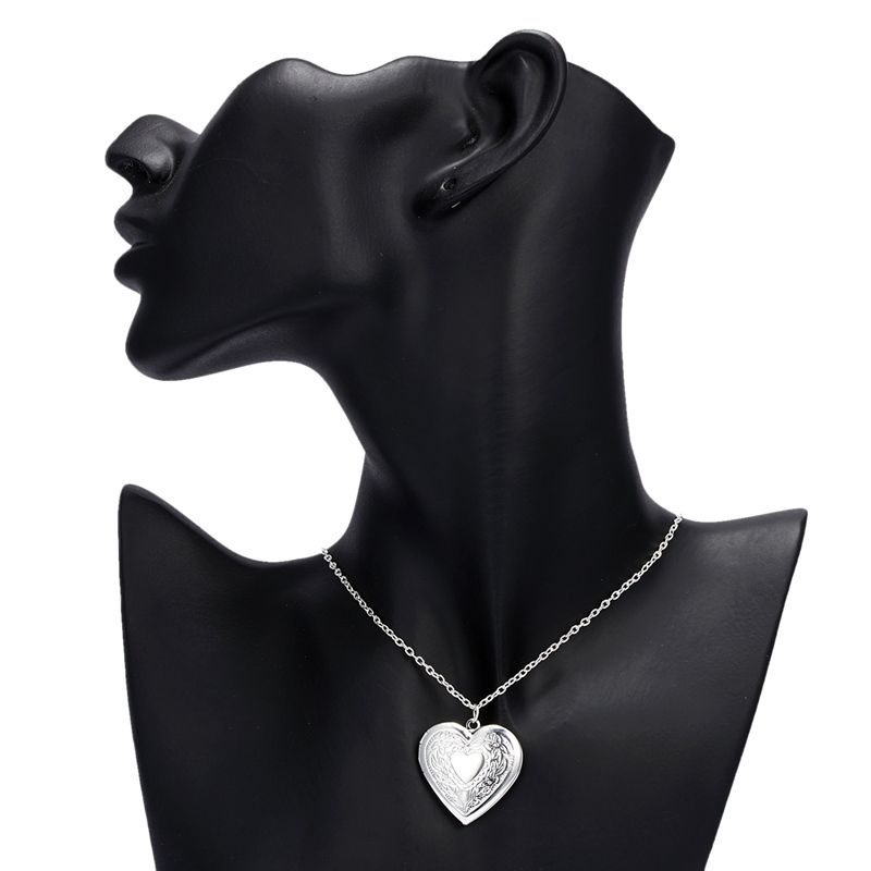 Ventes chaudes Peut ouvrir un pendentif en forme de cœur, un collier pour femme, une chaîne en argent, un cadre photo souvenir, des bijoux pour la maison, la Saint-Valentin, un cadeau,_voghion.com