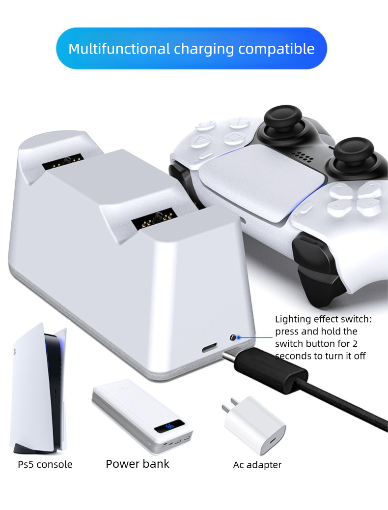 PS5 SLIM PRO Controller RGB Colorful Light Base Dual Fast Charging Dock Charger Gaming Accessories_voghion.com