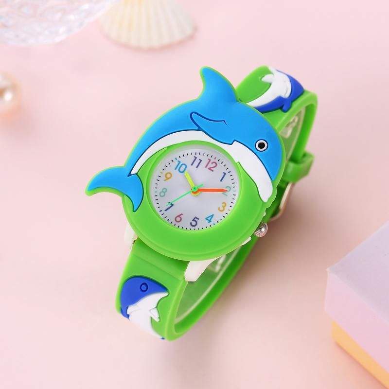 Cartoon Children's Watch Silicone 3D Student Cute Quartz Watch Dream Childlike Interest Dolphin Pattern Watch_voghion.com