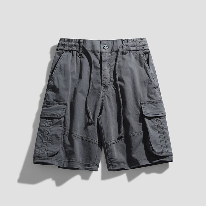 Large Pocket Shorts, Summer Washed Casual Capris, Men's Micro Elastic Workwear, Medium Pants_voghion.com