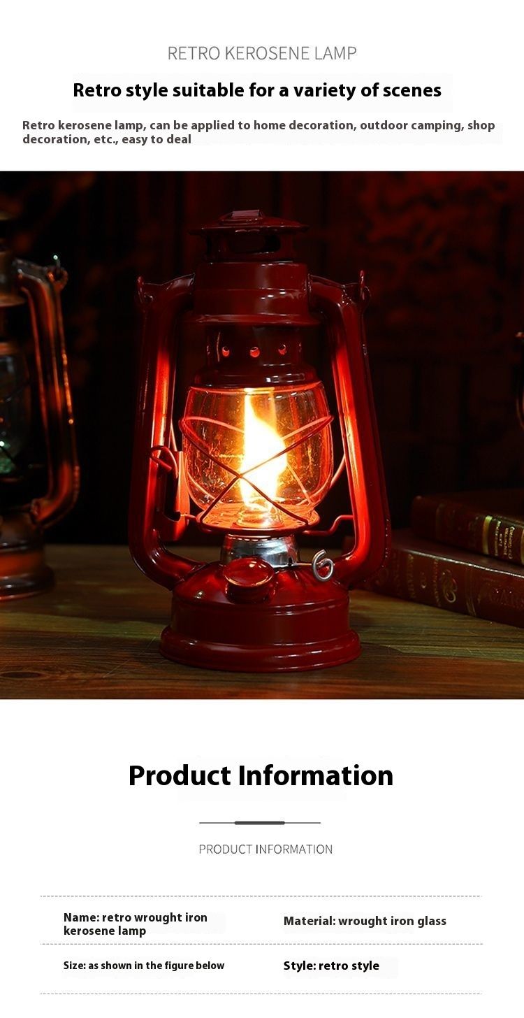 Vintage Old Style Kerosene Lamp Portable Camping Lantern Bar Coffee Restaurant Decoration Ornament Photography Prop_voghion.com