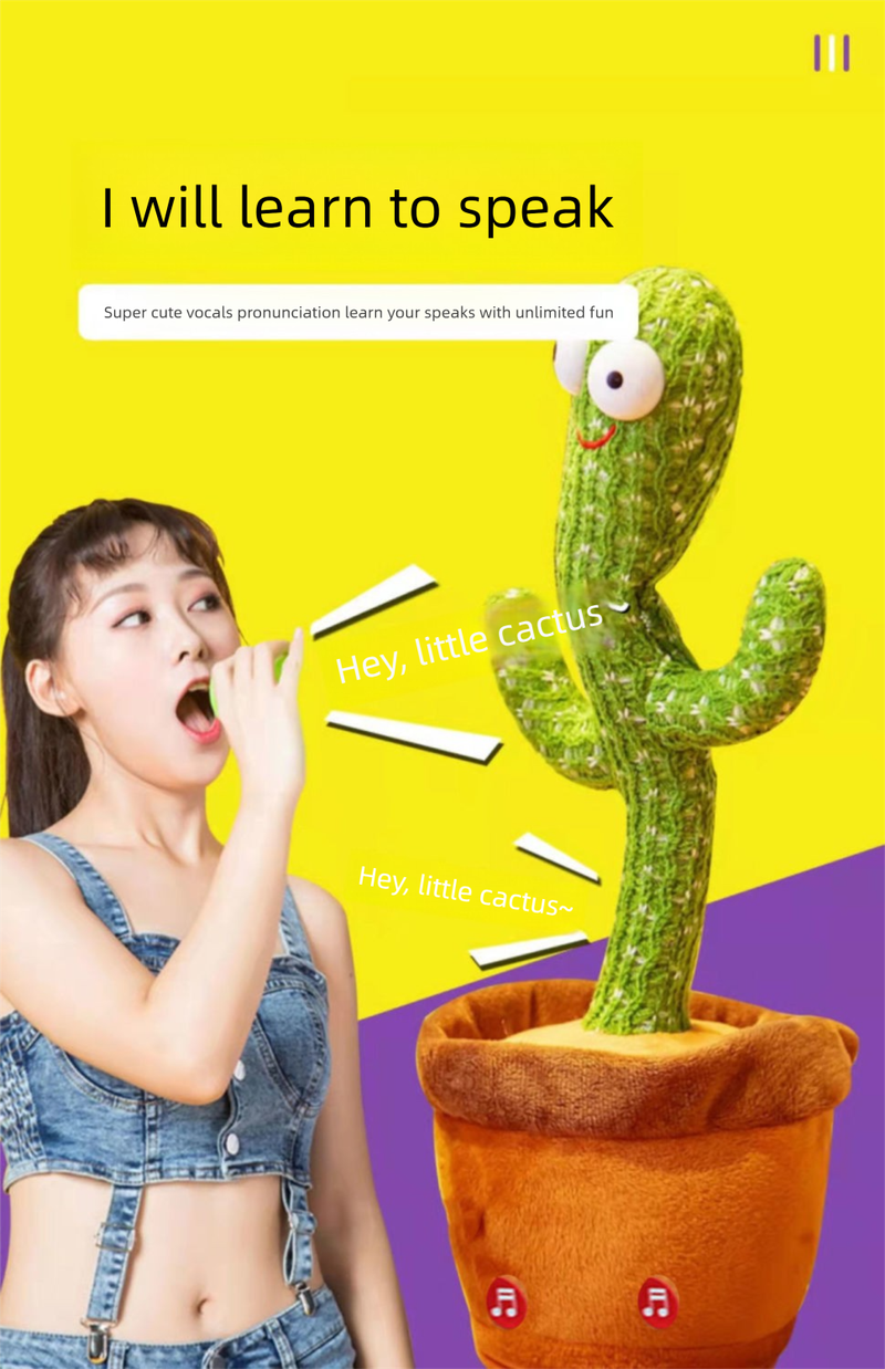 Sprechender, tanzender, verdrehender, singender, wackelnder Kaktus-Plüschtier, Geburtstagsgeschenk für Mädchen_voghion.com