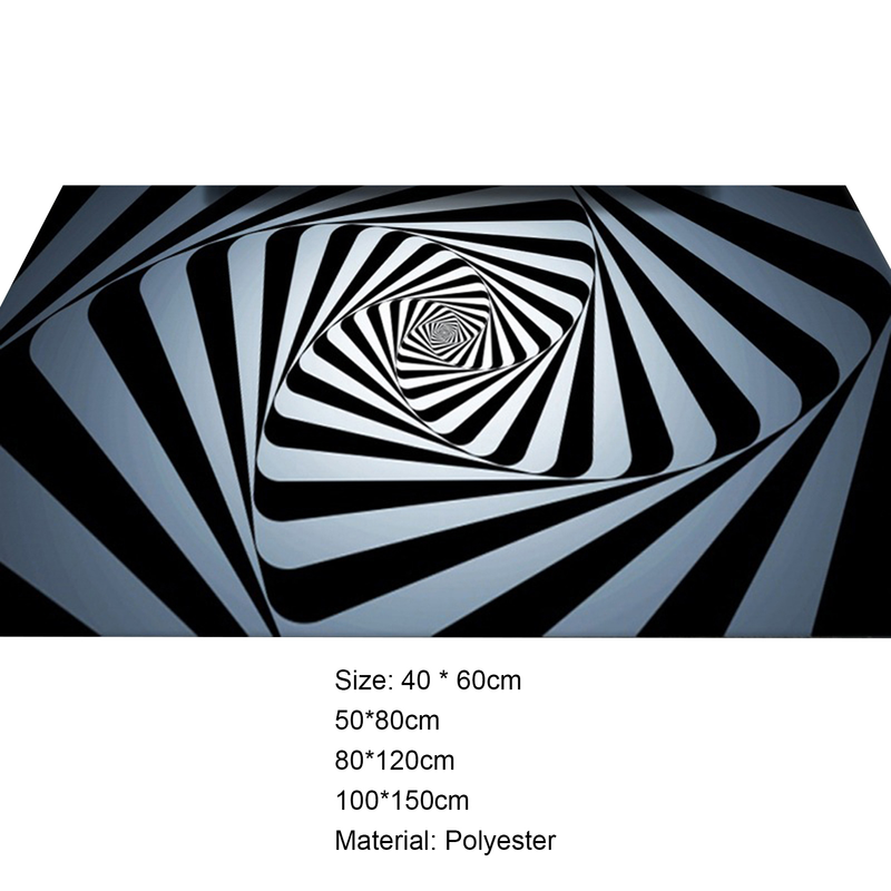 Sijiali Fußmatte, abstraktes geometrisches Muster, rutschfest, Polyester, maschinenwaschbar, 3D-Illusionsteppich für Schlafzimmer_voghion.com