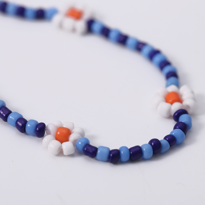 Collana da donna in stile bohémien con fiori a margherita colorata, semplice collana con clavicola con perline retrò femminile_voghion.com