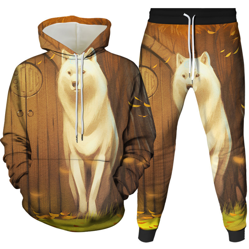 3D couple printed hoodie set, spring and autumn, sports, personalized travel, men's hip-hop pants, class clothing trend_voghion.com
