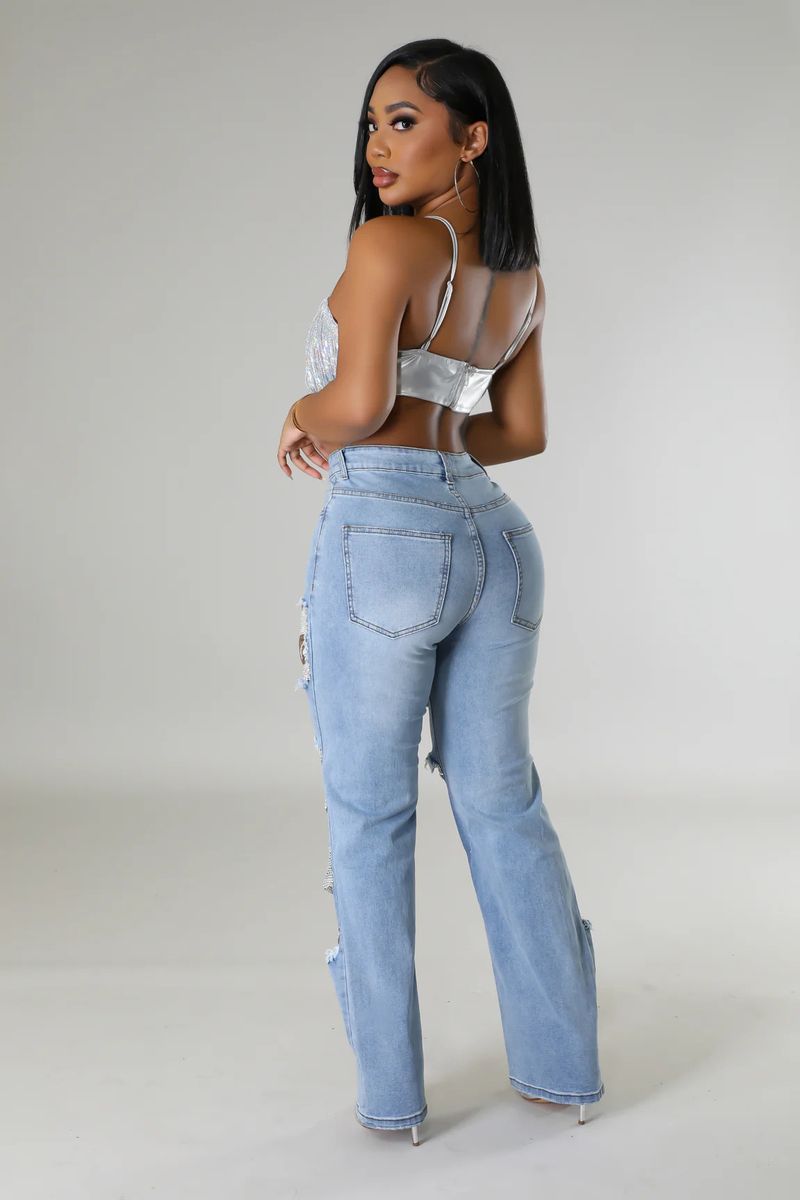 Women's Clothing Hot Girl Summer Pants Holes Heavy Beaded Beaded Stretch Jeans Trousers Women Jeans_voghion.com