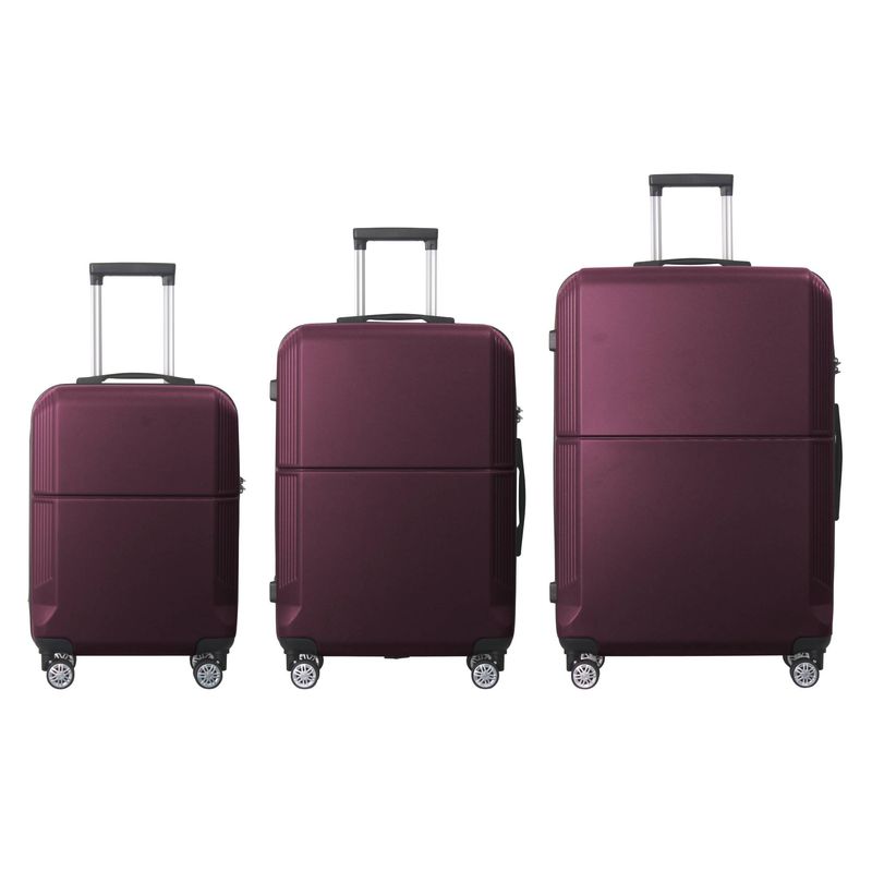 PURPLE 3-Piece Premium ABS Luggage Set-20", 24", And 28" Suitcases With Multi-Position Handle, Silent Spinner Wheels, And TSA-Approved Lock-Durable, Stylish, And Spacious Travel Gear_voghion.com