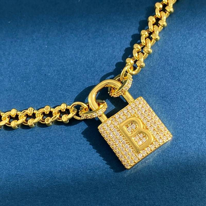 Designer-Diamant-Schloss-B-Butaben-Anhänger-Halsketten-Armband Damen, Modeschmuck, Party-Hochzeitsaccessoires, Bestes_voghion.com