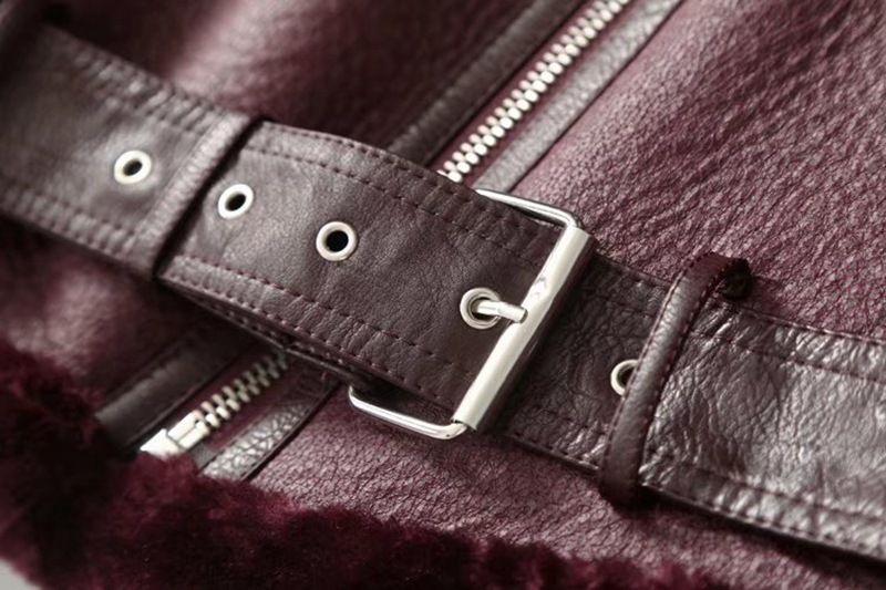 Damkläder stil vinter dammode motorcykelversion slagpäls i ett stycke förtjockad varm kappa läderjacka för kvinnor_voghion.com