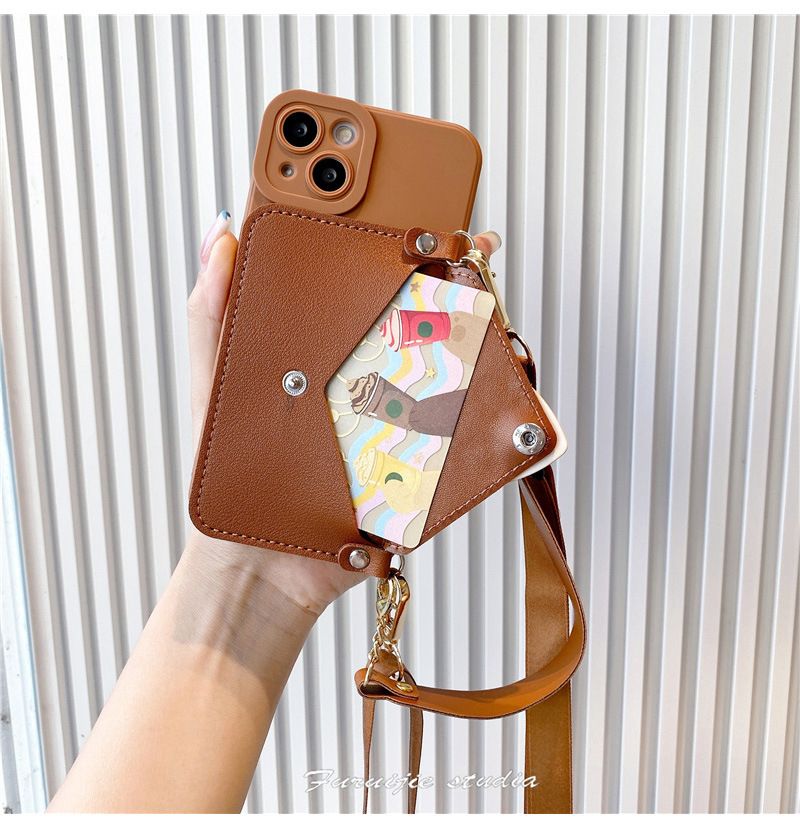 Porta-moedas cor de café com leite, ideal para capa de celular 15promax, transversal 13, alça feminina XS 16p, silicone 11 8p_voghion.com