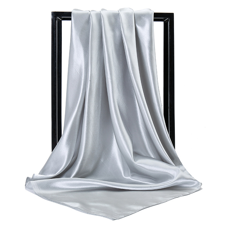 Fashion temperament new satin women's pure color scarf imitation silk monochrome professional flight attendant square scarf_voghion.com