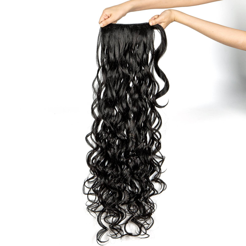 MALAIKA "Seamless Integration" Elegant Body Wave Ponytail Extension For Women - Versatile Clip-In Synthetic Hairpiece, Perfect For All Occasions_voghion.com
