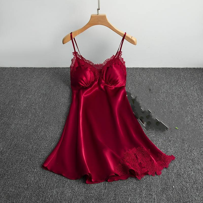 Ondergoed Pyjama's Dames Zomer IJs Zijden Nachthemd Sexy Tweedelig Nachthemd Sling Lente En Herfst Badjas Zijde_voghion.com
