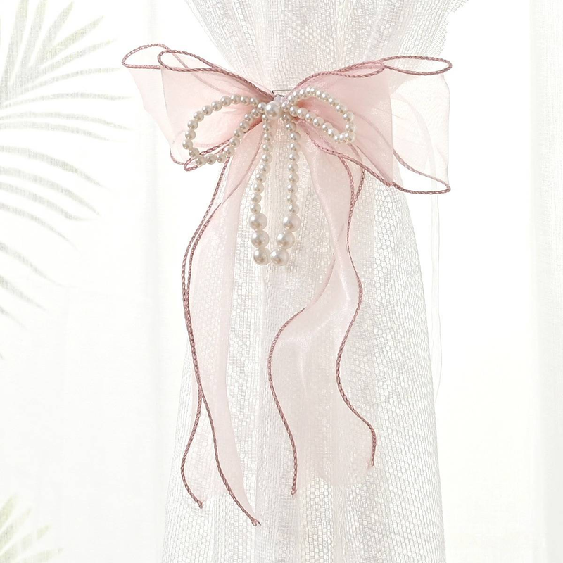 Curtain Decorative Accessories Pearl Bow Tieback For Curtains Elegant Sheer Voile Holder Decorative Window Scarf Clip With Crystal Beads_voghion.com