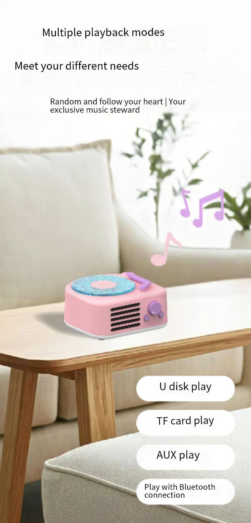 Tragbare Lautsprecher Water Ripple Vinyl Retro Kleiner Lautsprecher Drahtloser Bluetooth-Lautsprecher Subwoofer Plattenspieler Geburtstagsgeschenk_voghion.com