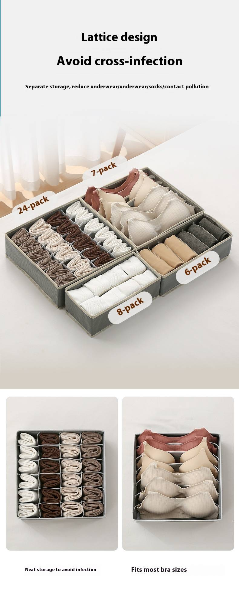 4-teiliges Unterwäsche- und Socken-Organizer-Set – wasserdichte Aufbewahrungsbox mit großem Fassungsvermögen für Schrank, Schublade und Wohnheim_voghion.com