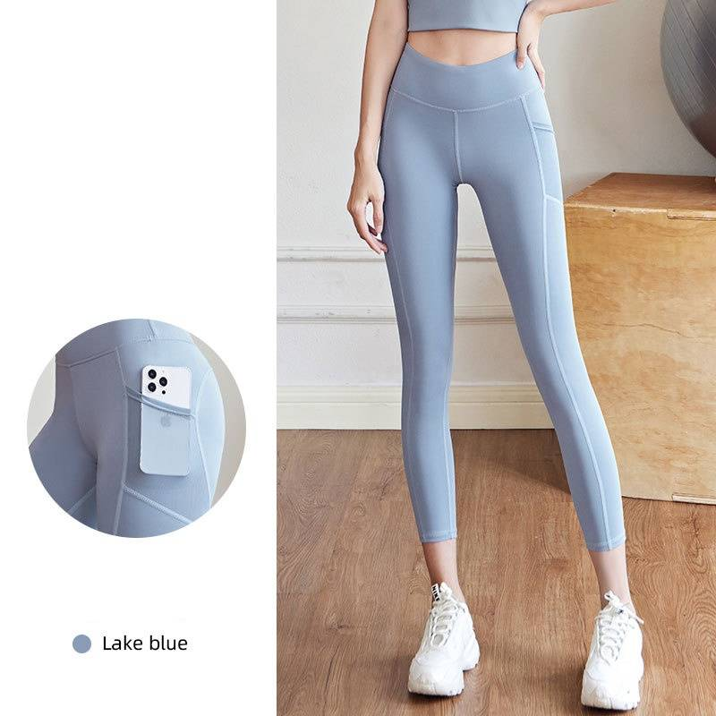 Women's High - Waisted Butt - Lifting Yoga Pants With Mesh Side Pockets, Elastic Compression Sports Leggings For Running, Yoga And Fitness_voghion.com