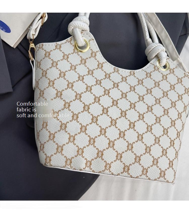 Borsa a secchiello casual alla moda retrò, borsa a tracolla con diamanti, borsa estiva popolare, borsa da viaggio con texture_voghion.com