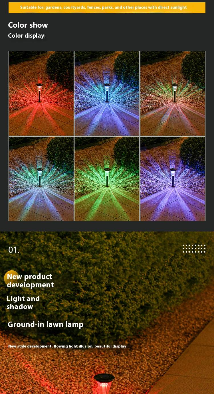 Luci da giardino a LED alimentate a energia solare, illuminazione esterna impermeabile per prato, cortile e vialetto, modalità bianco caldo e cambio colore._voghion.com