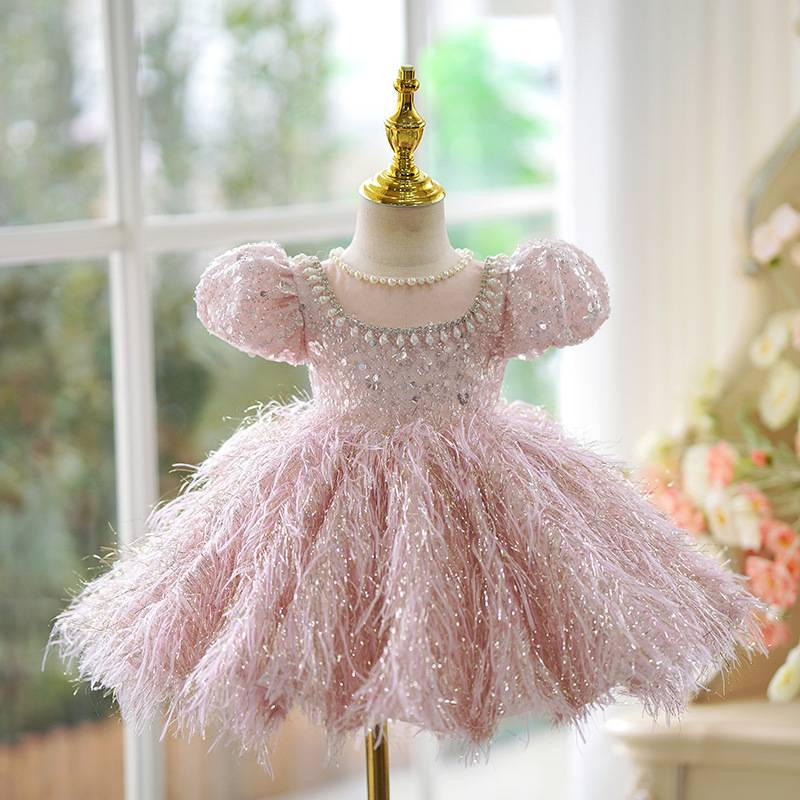 Abito da principessa per bambine - Elegante abito rosa per feste di compleanno e occasioni speciali_voghion.com
