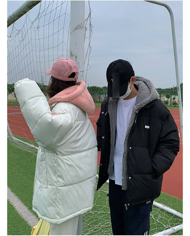 Women's Plush Winter Coat , Thickened Puffer Jacket With Fake Two-Piece Design, Korean Style Soft Hooded Outerwear In Black And Beige_voghion.com