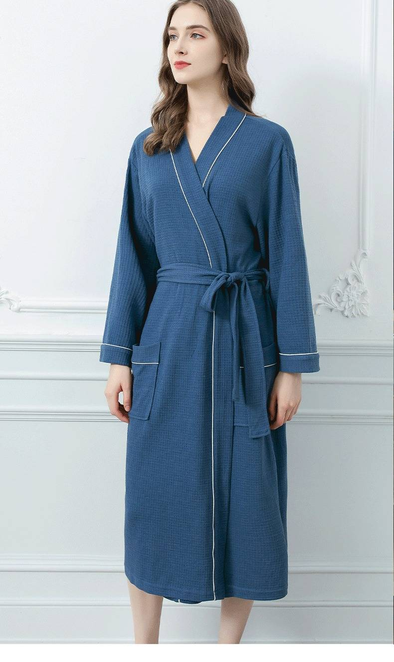 Unisex Japanese Kimono Robe - Long Sleeve Waffle Weave Bathrobe For Women & Men, Lightweight & Absorbent, Perfect For Spa, Lounge & Sleep_voghion.com