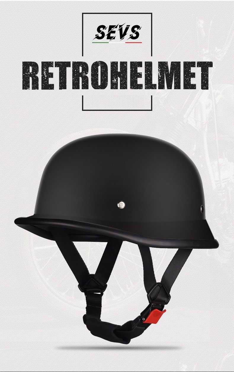 Casco da motocicletta cruiser vintage in stile tedesco - Casco da scooter retrò leggero in ABS per uomo e donna (nero, bianco, grigio, verde militare)_voghion.com