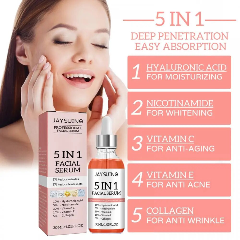 1 In Moisturizing Whitening Anti Wrinkle Aging Vitamin C Hyaluronic Acid Ansiktsserum Krymp porer Hudvård 30Ml nya är_voghion.com