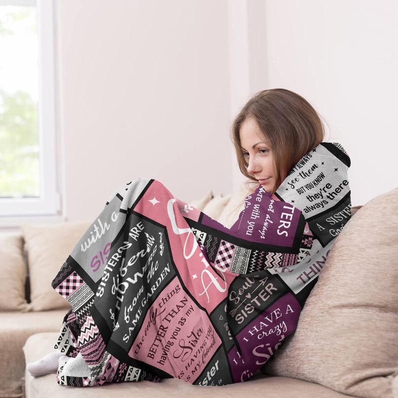 Black And Pink Plaid Pattern Blanket Flannel Soft And Comfortable Home Blanket Cover Blanket Sister Birthday Holiday Gift_voghion.com