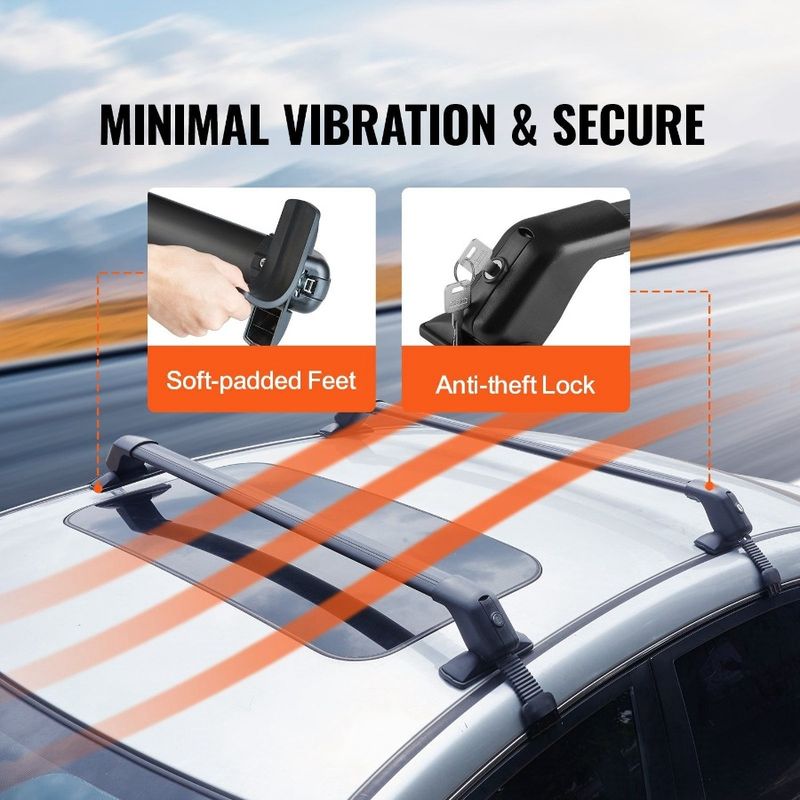 Gap Capacity Side Rack Fit SUVs Roof Aluminum Bars Locks 41.3 2PCS Cross Rail For Raised 155 Lbs Adjustable With With Universal_voghion.com