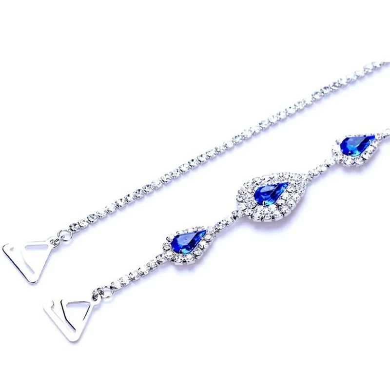 Bodychain alla moda, nuova tracolla a forma di lacrima con diamanti blu, temperamento, catena a tracolla con strass di alta qualità, catena a tracolla femminile_voghion.com