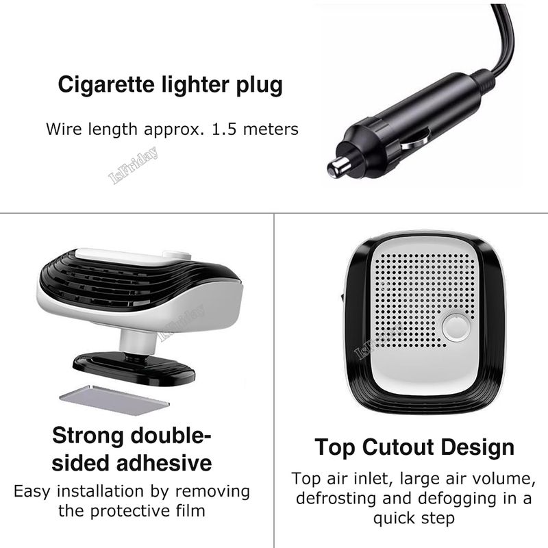 Mașină de dezaburit parbriz încălzire 12V/24V 2 în 1 încălzire/Coog ventilator Auto geam dezaburitor cu încălzire rapidă pentru camion RV SUV_voghion.com